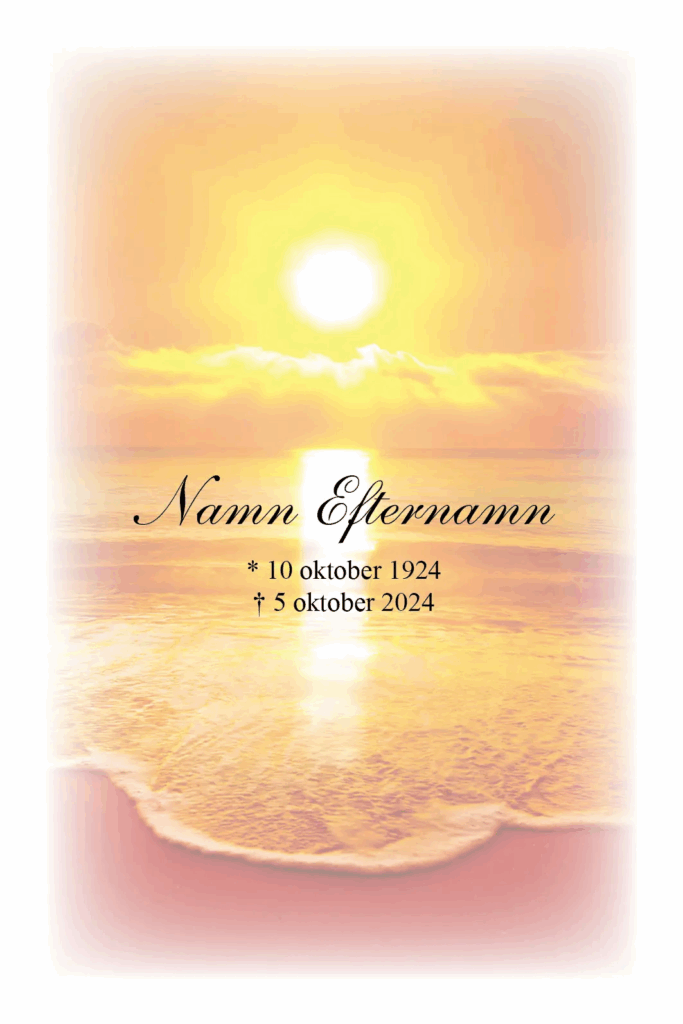 Tackkort med Solnedgång över hav